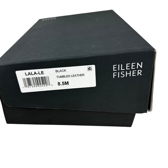 Eileen Fisher Lala Tumbled Leather Espadrille Flat Black Women's Size 8.5 NEW - Picture 6 of 6